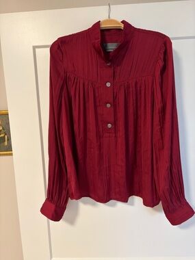 Anthropologie  B line Vintage-Inspired Women's Red Button Front Blouse.